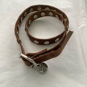Brown Leather with Silver Brads & Silver Buckle